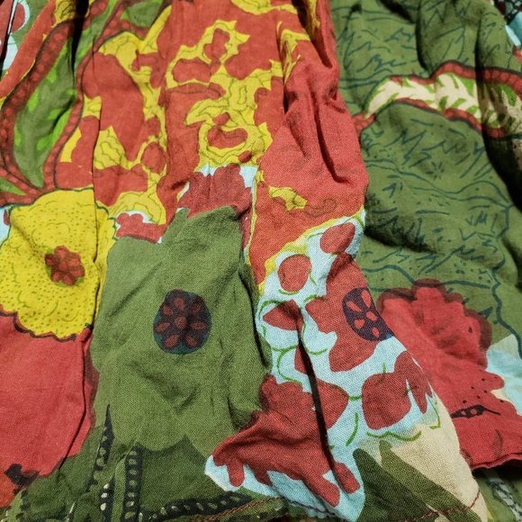 batik floral earth tones Y2K strapless top with elastic and lining, size M - Picture 4 of 11